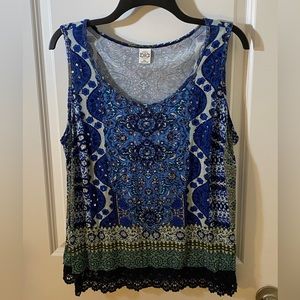 Beautiful Bila top, XL, Blue with sequins